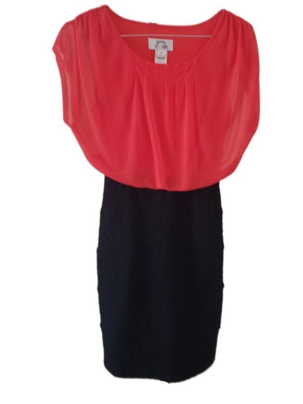 Sweet Storm Retro Orange Top with Black Stretch Bottom Mini Dress